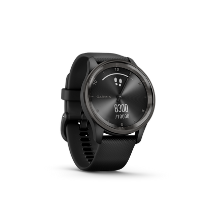 Garmin vivomove Trend Slate Lunette en acier inoxydable avec boîtier noir et bracelet en silicone (010-02665-00)