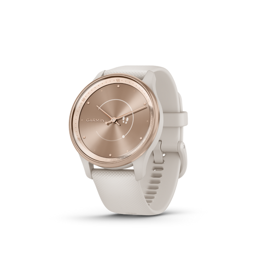 Garmin vivomove Trend Peach Gold Stainless Steel Bezel with Ivory Case and Silicone Band