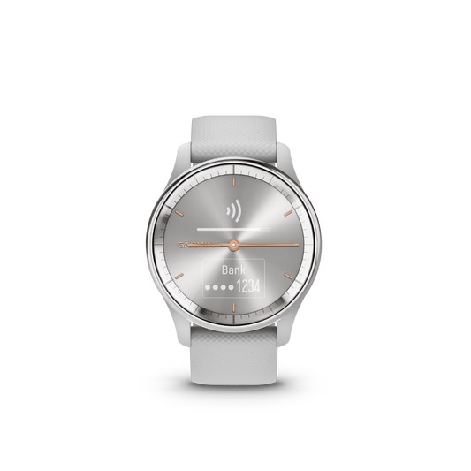 Garmin vivomove Trend Silver Stainless Steel Bezel with Mist Gray Case and Silicone Band