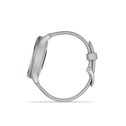 Garmin vivomove Trend Lunette en acier inoxydable argenté avec boîtier gris brume et bracelet en silicone (010-02665-03)